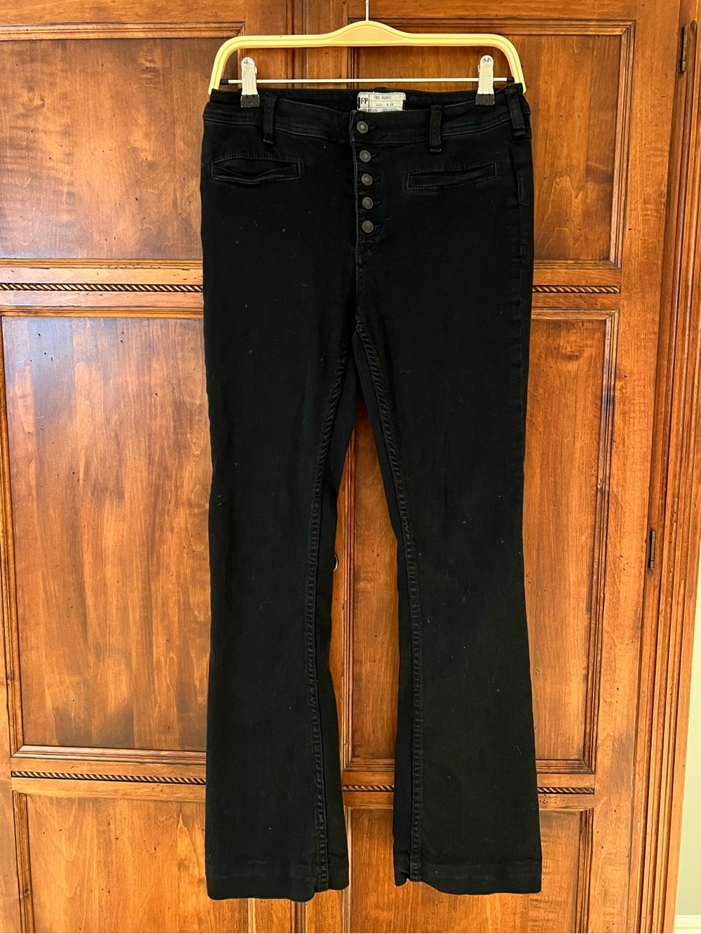Free People black flare jeans |  exposed button fly | Size 28 | Great Condition